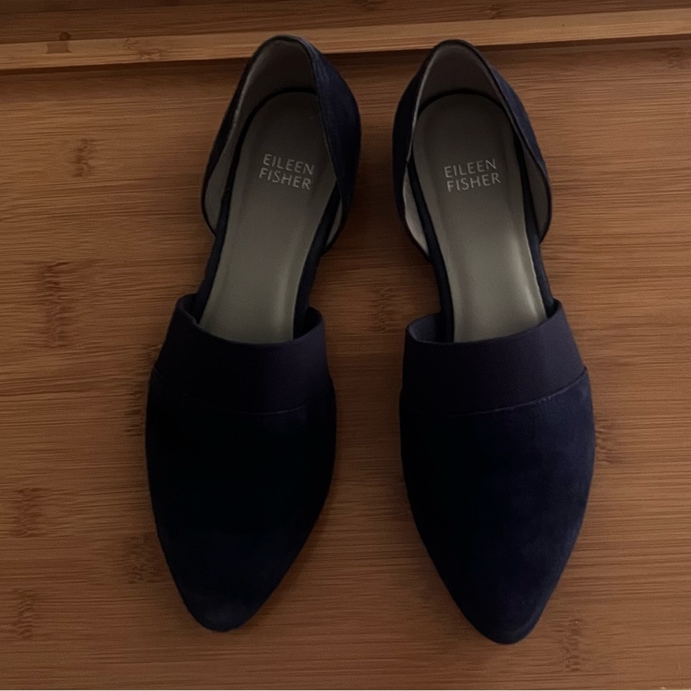 Eileen Fisher Blue Suede D’Orsay Flats